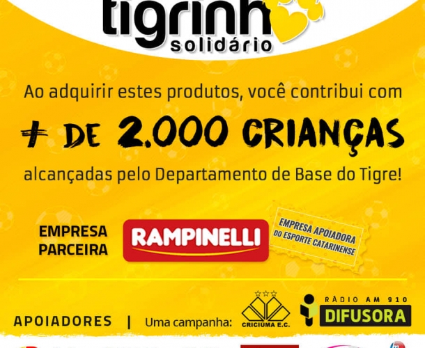 Campanha Tigrinho Solidário será lançado nesta quinta