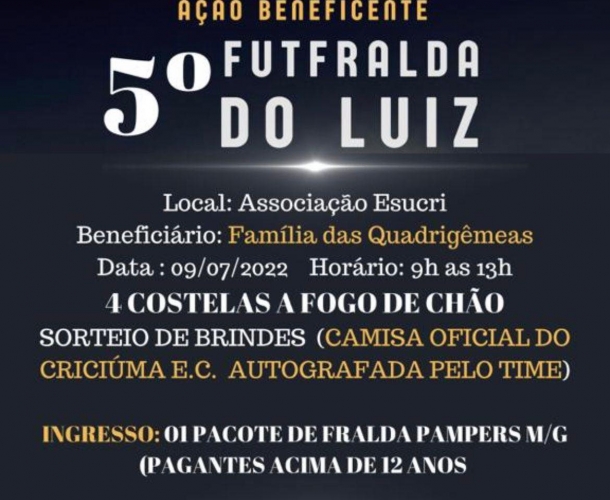 Clube apoia o 5º Futfralda do Luiz