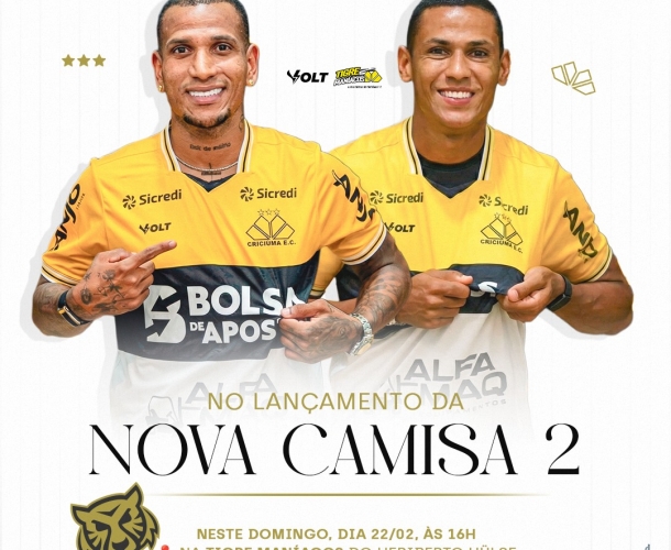 Com a presença de atletas, Criciúma lança nova Camisa 2 neste domingo no HH