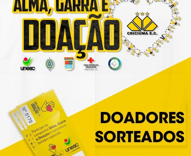 Confira os ganhadores dos brindes da Campanha “Alma, Garra e Doação”