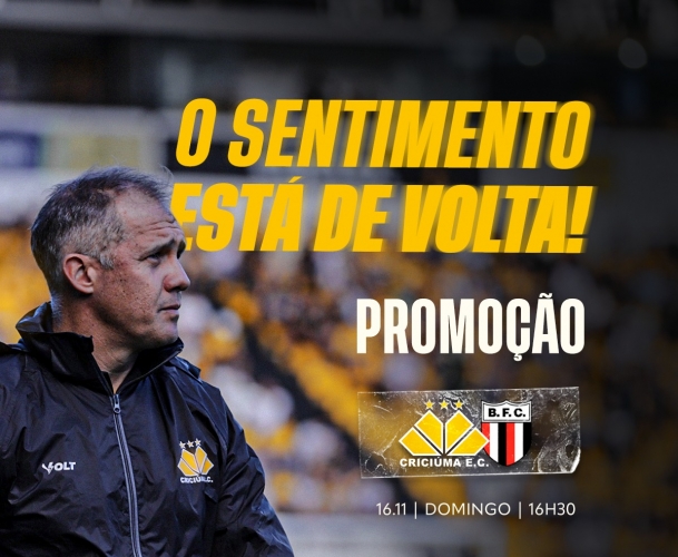 Criciúma anuncia ingressos gratuitos e solidários para partida decisiva no Majestoso