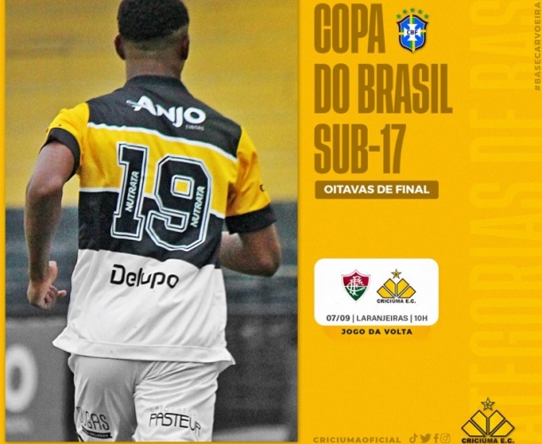 Criciúma disputa vaga nas quartas da Copa do Brasil Sub-17