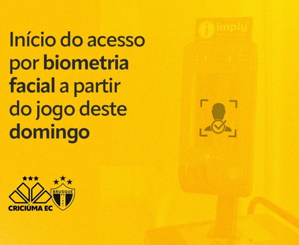 Criciúma inicia acesso por biometria facial a partir do jogo deste domingo