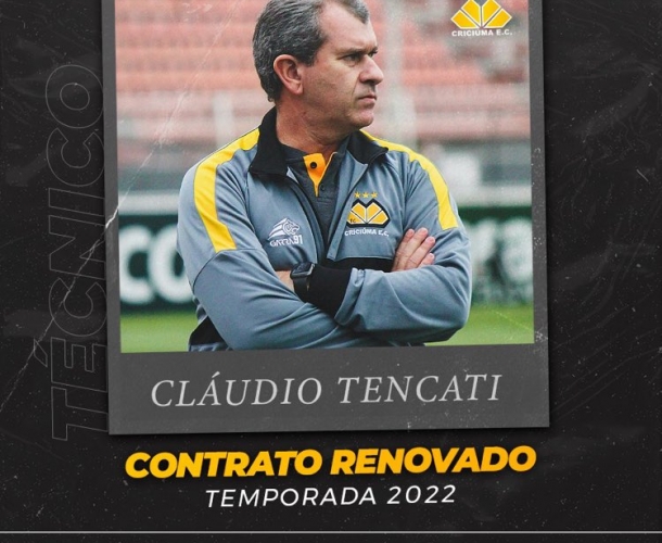 Criciúma renova com o técnico Cláudio Tencati