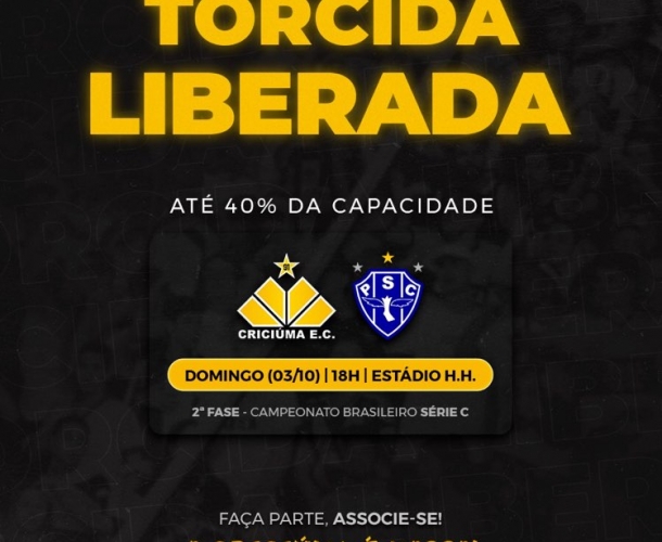 Criciúma x Paysandu terá a presença do torcedor