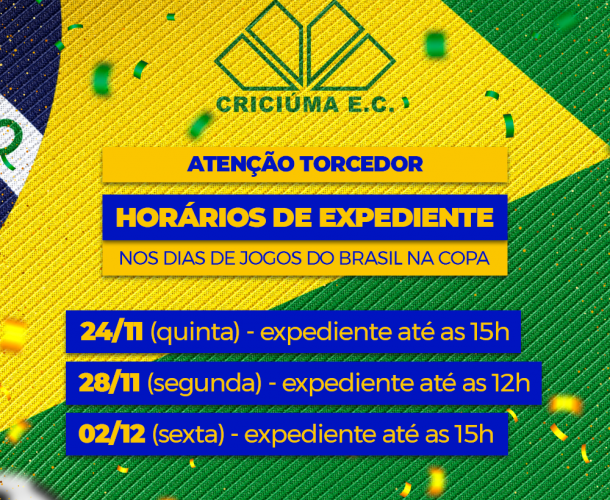 Horário de expediente do clube sofre alterações durante a Copa do Mundo 