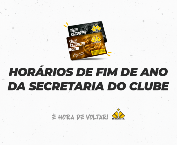 Horários de fim de ano da secretaria do Criciúma