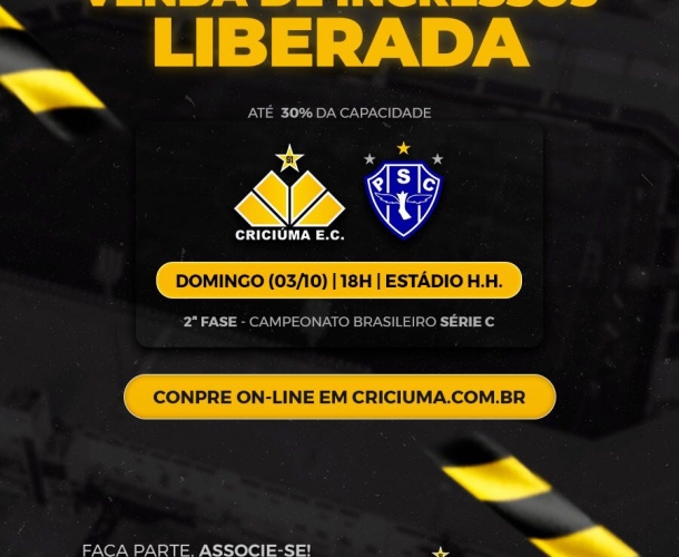 Informações e protocolos para Criciúma x Paysandu