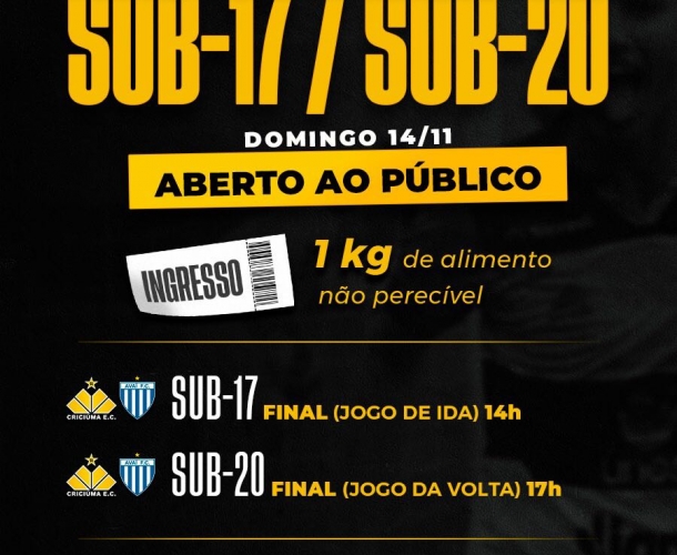 Informações para a final do Catarinense Sub-17 e Sub-20
