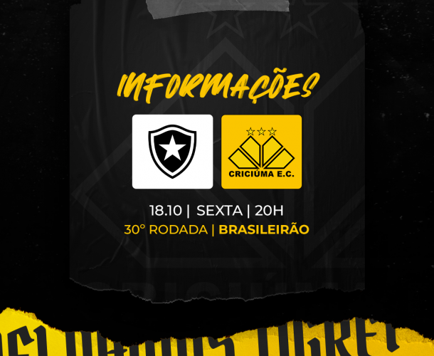Informações sobre ingressos para Botafogo x Criciúma