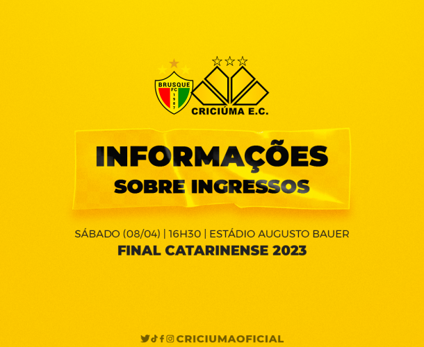 Informações: venda de ingressos para a final em Brusque