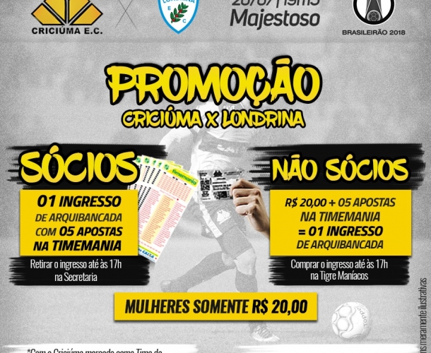 Promoção de ingressos para Tigre e Londrina