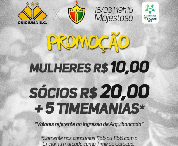 Promoções para Criciúma e Brusque