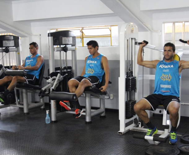 Tigre faz trabalho de força na academia