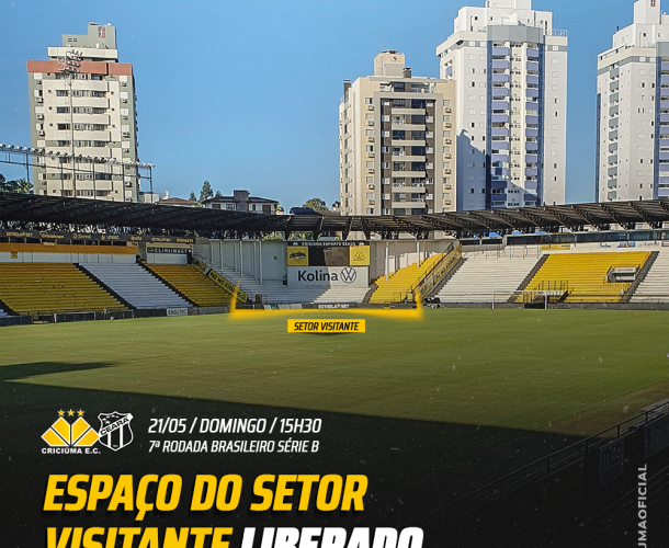  Torcida do Criciúma poderá utilizar espaço do setor visitante neste domingo
